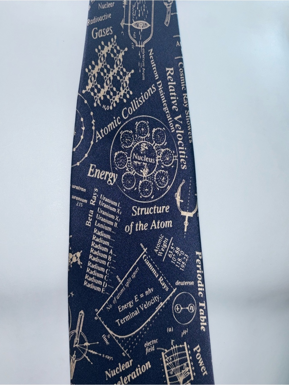 MUSEUM ARTIFACTS Silk Blue Tie Nuclear Acceleration, Structure of the Atom (O/S)